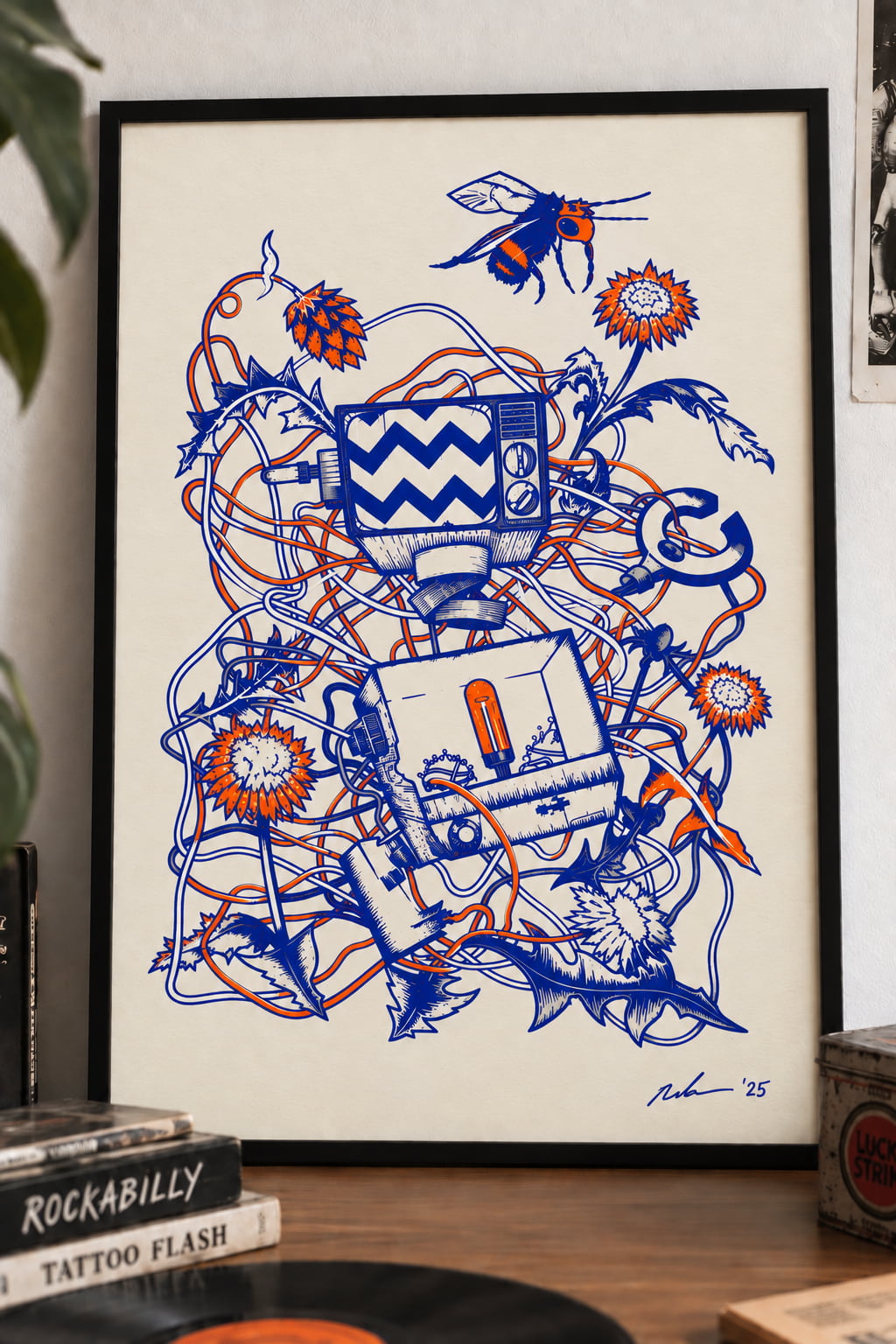 Overgrown Signal Siebdruck im Rockabilly Mockup von Blackbeardprint