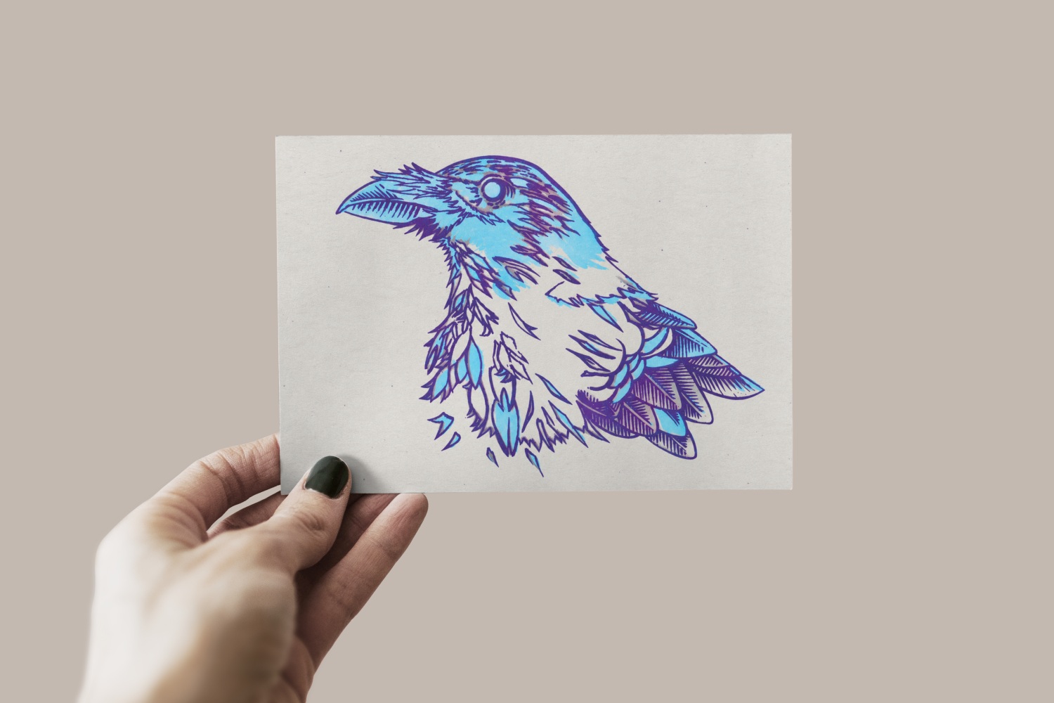 Rabe Siebdruck DIN A5 Postkarten von Blackbeardprint