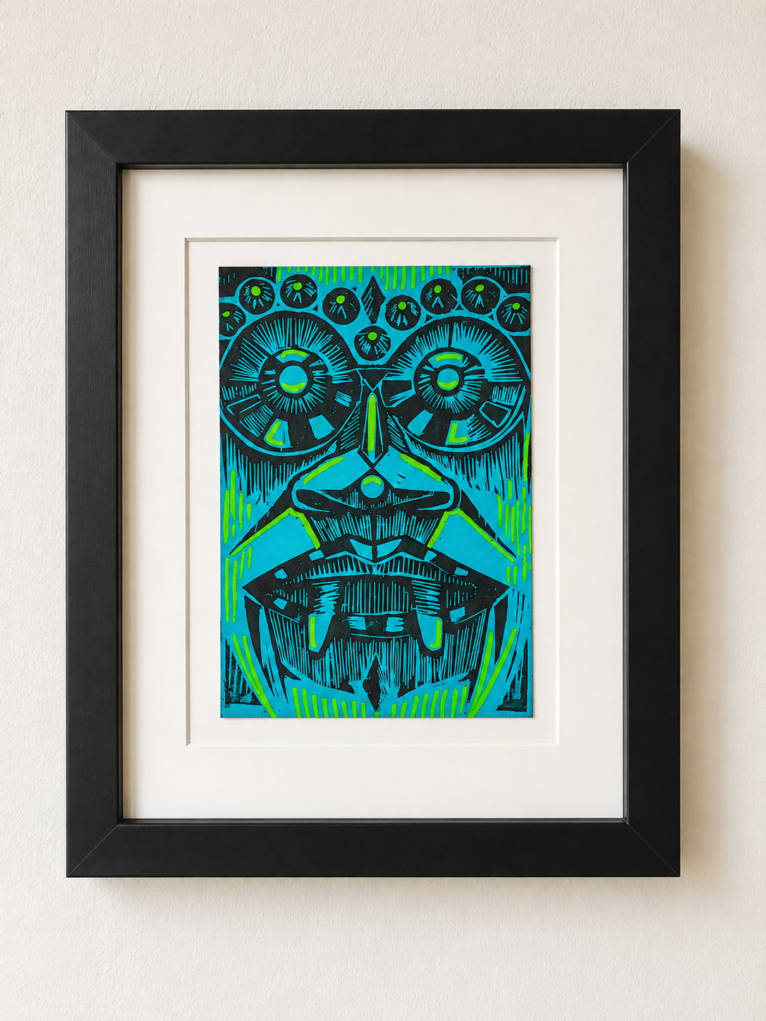 Tribal Mask – handgefertigter Linoldruck von Blackbeardprint
